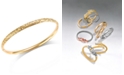 Italian Gold Crystal-Cut Hinge Bangle Bracelet in 14k Gold